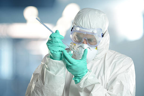 istock Researcher wearing a hazmat suit 520168395