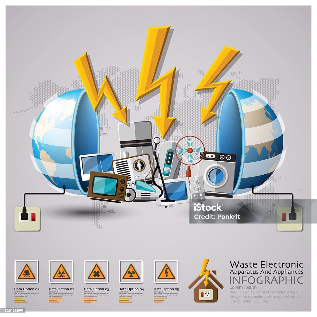 Global Waste Electronic Apparatus And Appliances Infographic Global Waste Electronic Apparatus And Appliances Infographic Design Template Abstract stock vector
