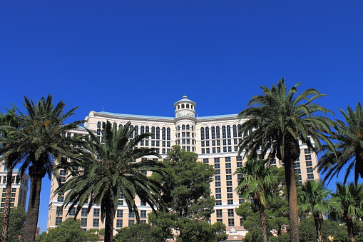 Las Vegas, Nevada, USA - July 3, 2012: Bellagio Hotel and Casino on the famous Strip. Opened in 1998, the hotel has 3,950 rooms and the casino 116,000 square feet of gaming space. 