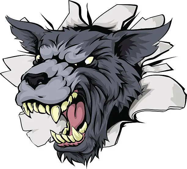 Vector illustration of Monster Wolf Mascot Breakthrough