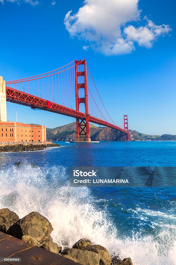 Golden Gate Bridge San Francisco from Presidio California Golden Gate Bridge San Francisco from Presidio in California USA Architecture Stock Photo