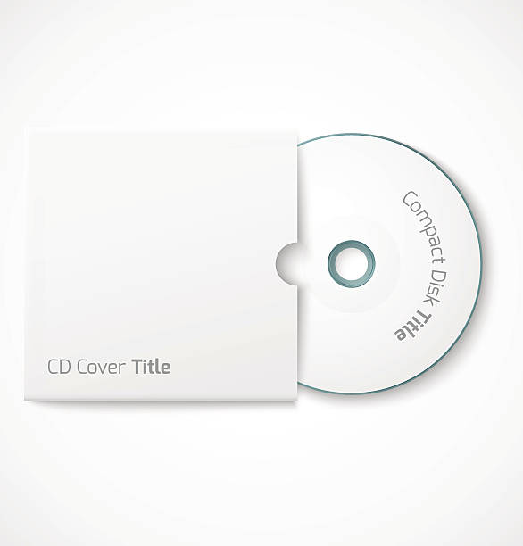 illustrations, cliparts, dessins animés et icônes de vide blanc avec disque compact housse mock up template. - digital video disk