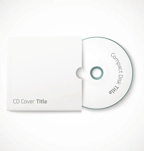 Vector illustration of Blank white compact disk with cover mock up template.