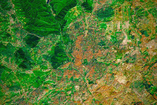 Digital composite satellite image: Topographic Map of the City of Madrid, Spain.