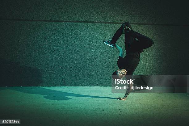 Bboy Doing Handstand On Street Stock Photo - Download Image Now - Dancing, Breakdancing, Street