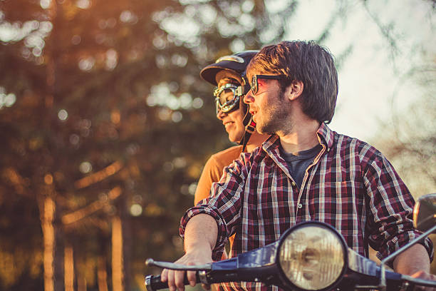 istock Happy couple on a scooter at summer vacation 520172956