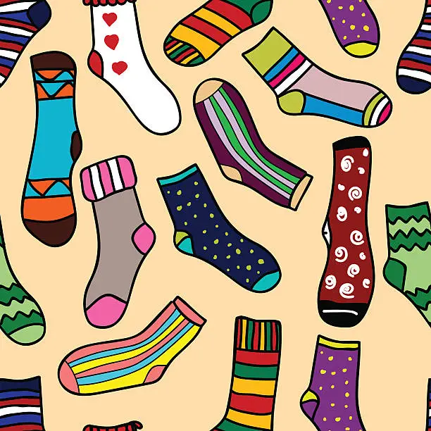 Vector illustration of Seamless pattern of doodle socks for web design, prints etc