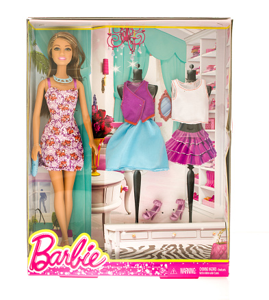 Winneconne, WI, USA - 10 Nov 2015:  Package that contains Barbie, the most famous doll of all time