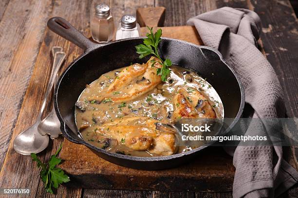 Chicken Cooked With Cream And Mushroom Stock Photo - Download Image Now - Edible Mushroom, Chicken Meat, Chicken Breast