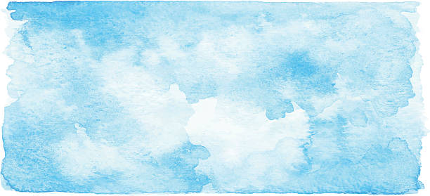 illustrazioni stock, clip art, cartoni animati e icone di tendenza di banner acquerello blu - dipinto ad acquerelli
