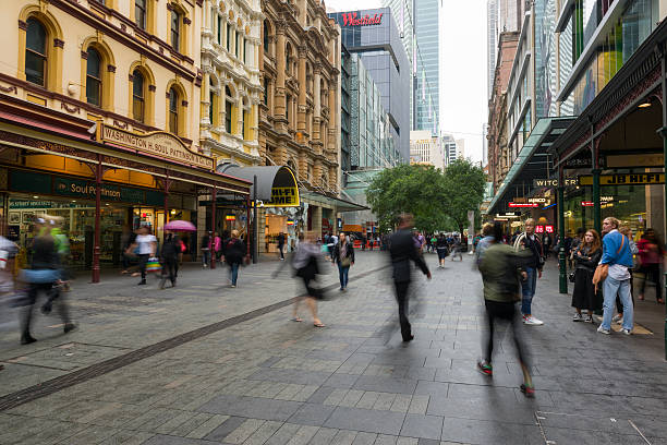 pitt street mall, sídney, australia - pitt street mall fotografías e imágenes de stock