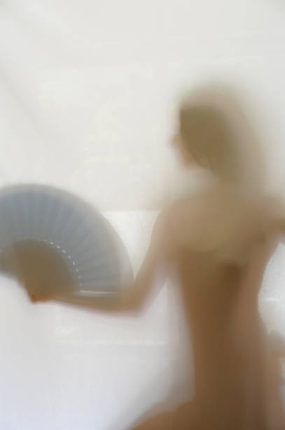 istock Woman silueta with fan 520179858