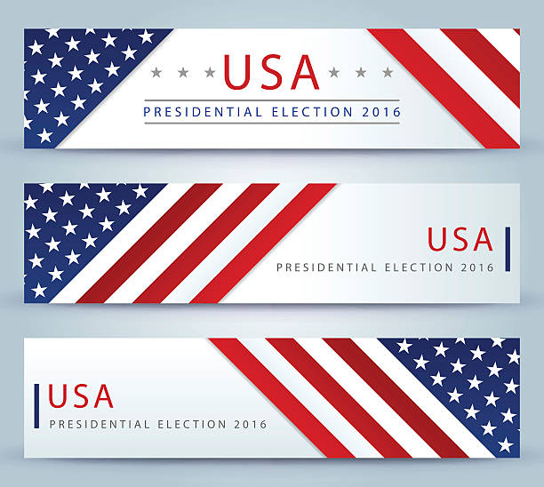 illustrazioni stock, clip art, cartoni animati e icone di tendenza di elezioni presidenziali stati uniti d'america banner sfondo - star shape red blue white