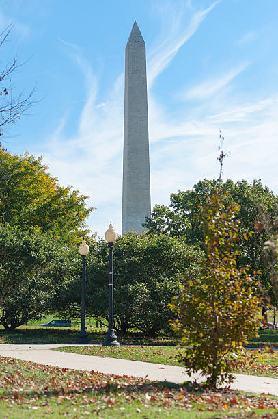 istock Washington monument at the mall, in DC with colorful tree 520191645