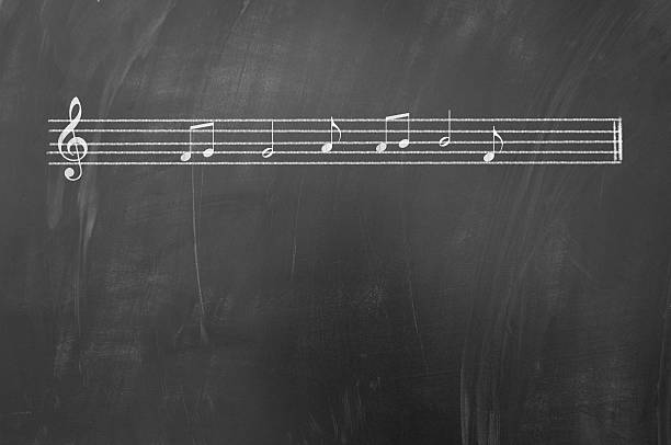 Music portative on blackboard stock photo