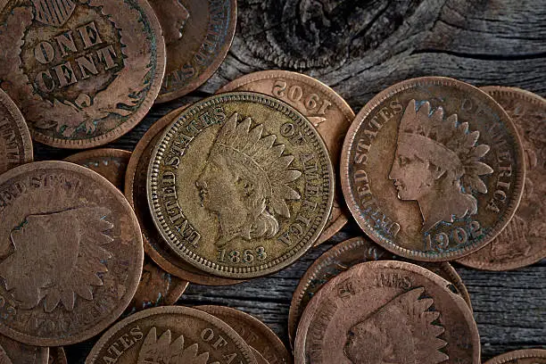 Photo of Rare Penny Coins on Wood