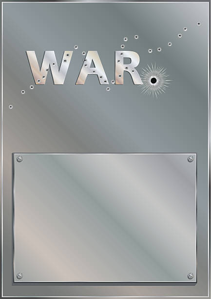 Bullet Riddled Plaque - WAR - Vector Illustration Vector Illustration featuring a Bullet Riddled Metal Plaque “WAR” is Adobe Illustrator 10 compatible EPS file, defined in CMYK color mode. Content Elements are placed onto separate labeled layers. firing squad stock illustrations