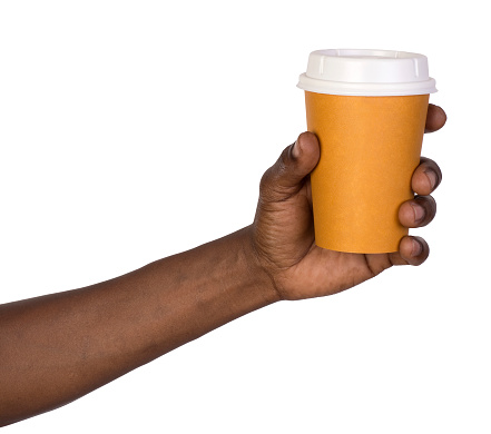 Man holding a paper coffee cup