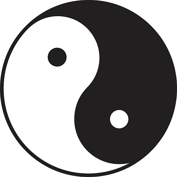 ilustrações de stock, clip art, desenhos animados e ícones de símbolo do yin e yang em b/m (chinesa, símbolo taoísta) - tao