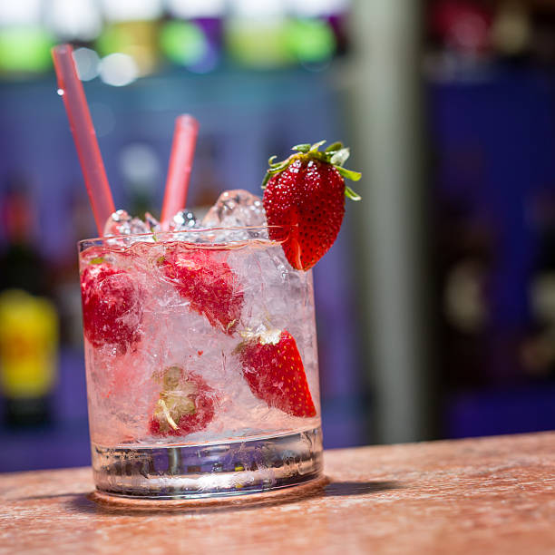 istock Glass of strawberry mojito 520196931