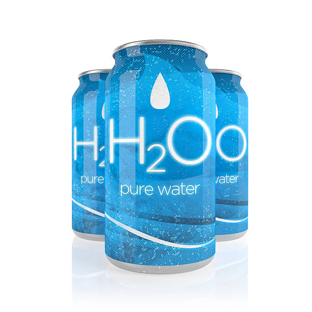 istock Pure water drink in blue can, H2O, white background 520197461