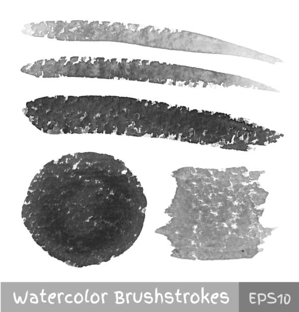 satz von gray aquarell brush strokes - white background household equipment isolated on white wallpaper brush stock-grafiken, -clipart, -cartoons und -symbole