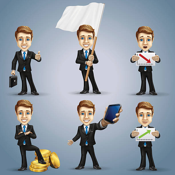 Businessman character set vector art illustration