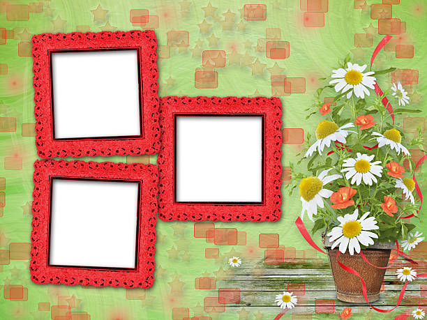 istock Grunge frames with beautiful bunch daisy and poppy for design 520218231
