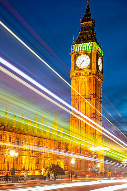 istock Big Ben at Dusk With Traffic Lights, London, England 520218531