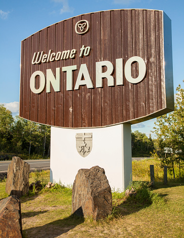 Trans Canada Highway - Welcome to Ontario Sign - Stock Image