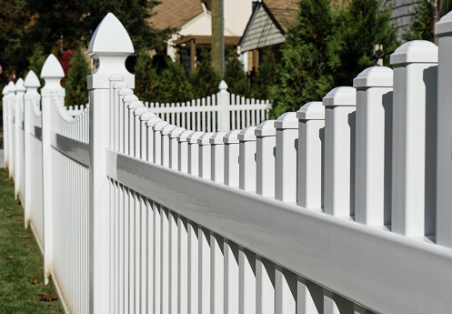 A typical white picket fence.