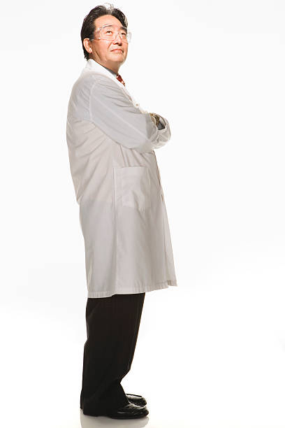 doctor on white background, portrait - scientist lab coat doctor male стоковые фото и изображения