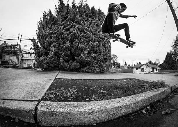 istock Ollie over a gap on a skateboard 520220859