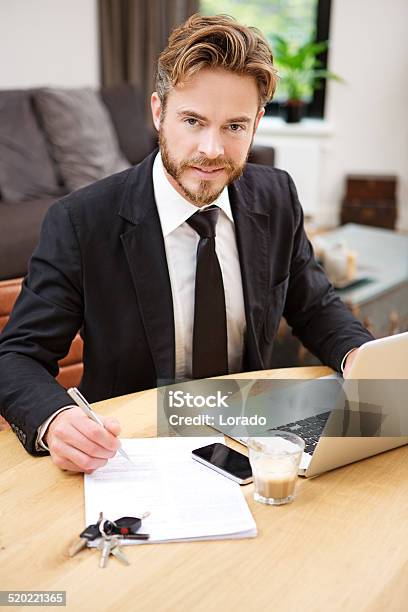 Young Handsome Bearded Businessman Working From Home Stock Photo - Download Image Now
