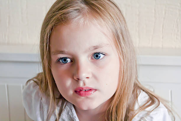 Photo of cute girl with big blue eyes