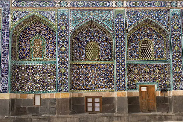 decorated exterior wall of the 14th century Sheikh Safi tomb and mosque complex in Ardabil, Iran