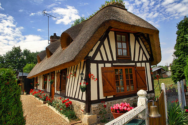 Calvados: half-timbered house stock photo