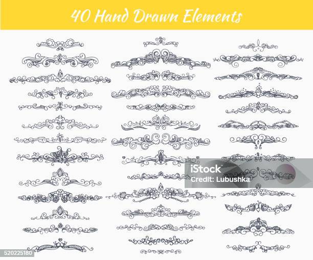 Handdrawn Calligraphy Dividers Stock Illustration - Download Image Now - Dividing, Flower, Victorian Style