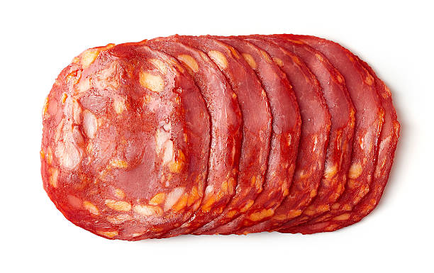 istock Chorizo sausage on white background 520226222