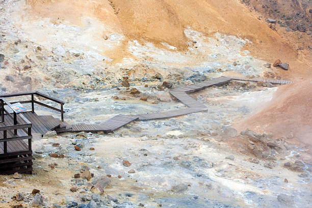 Seltun geothermal area in Reykjanes Peninsula of Southern Iceland. Geothermal area called Seltun. South of Iceland. sulphur landscape fumarole heat stock pictures, royalty-free photos & images