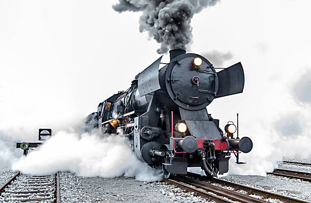 Old steam locomotive, smoke