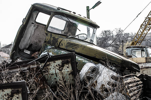 damaged rusted truck