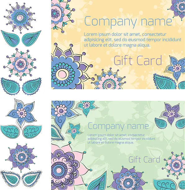 Vector illustration of Vector floral gift cards or vouchers background template