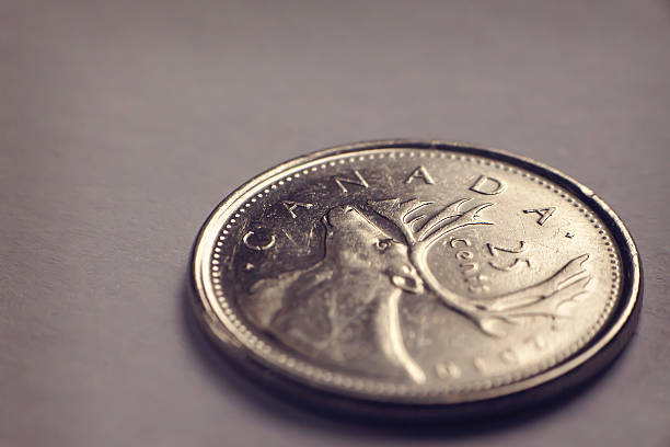 Close up of a Canadian quarter