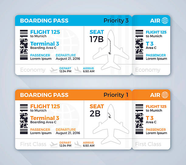 illustrations, cliparts, dessins animés et icônes de billet d'avion d'impression des cartes d'embarquement - vehicle seat illustrations