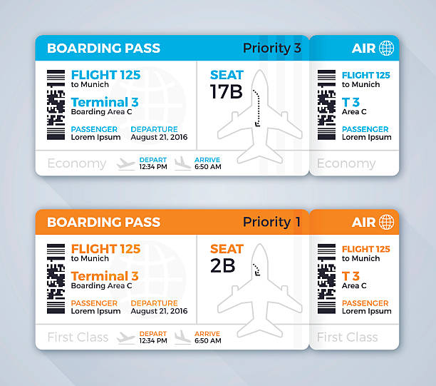 飛行機の搭乗券ボーディングパス - 飛行機の搭乗券点のイラスト素材／クリップアート素材／マンガ素材／アイコン素材