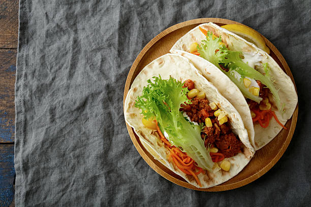 istock Plate with two Mexican Taco and ground beef, vegetables 520230798