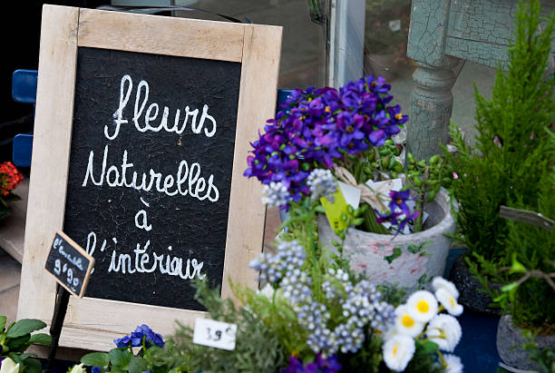 Flowers on the market in Dijon, France stock photo