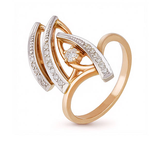 istock Jewelry ring with diamonds on white background 520233094
