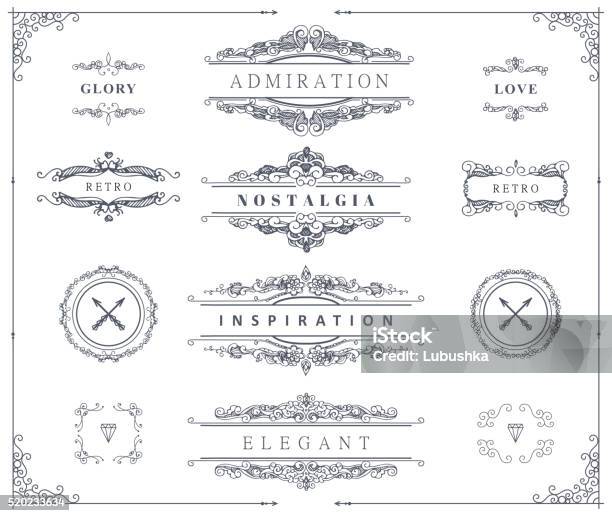 Collection Vintage Patterns Stock Illustration - Download Image Now - Border - Frame, Picture Frame, Engraving